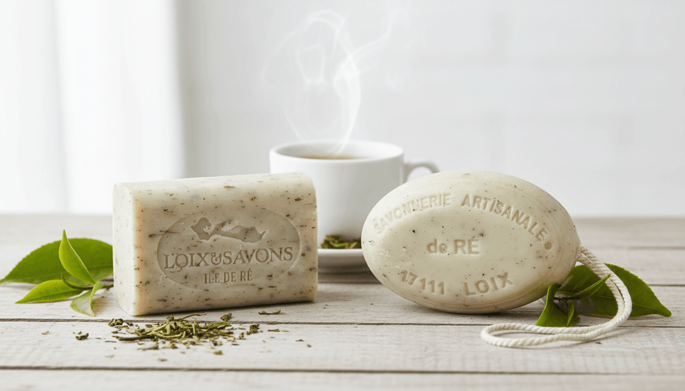 Savon artisanal au thé vert - soin antioxydant et purifiant (Choisissez le poids : : 100 g)