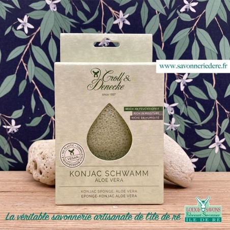 Eponge naturelle visage konjac Aloe vera savonnerie ile de ré