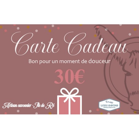Carte Cadeau 30€ Savonnerie de l'Ile de ré Loix et savons savonnerie ile de ré