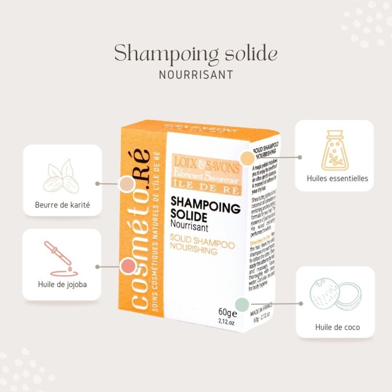 Shampoing solide nourrissant cheveux sec 60 g