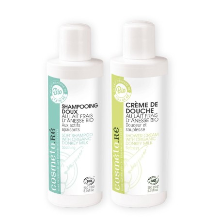 Duo shampoing et creme de douche au lait d'anesse