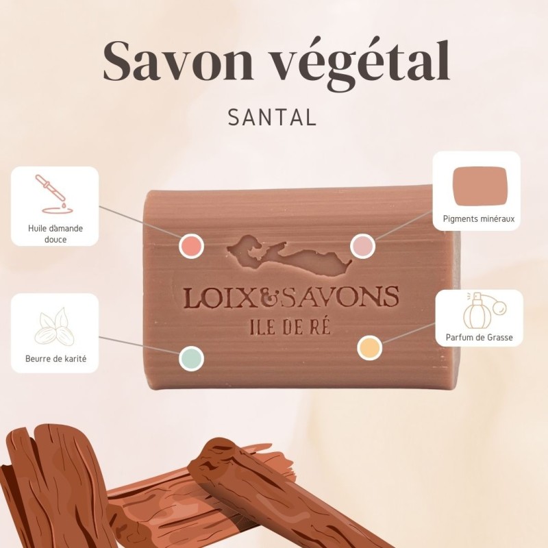 Savon parfum santal 100 g de la savonnerie de l'ile de ré propriete