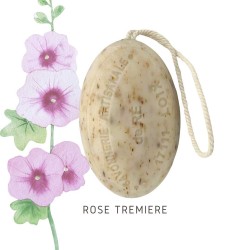 Savon artisanal ficelle fleurs de rose trémière 200g