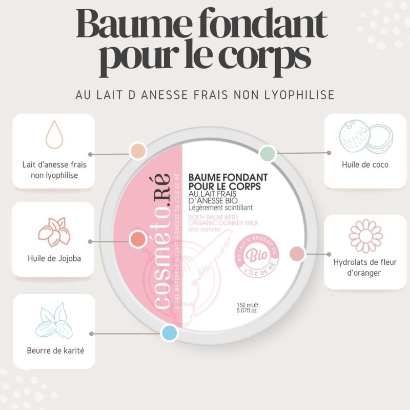 Baume au lait d'ânesse BIO 150 ml - une peau éclatante de la savonnerie de l'ile de ré