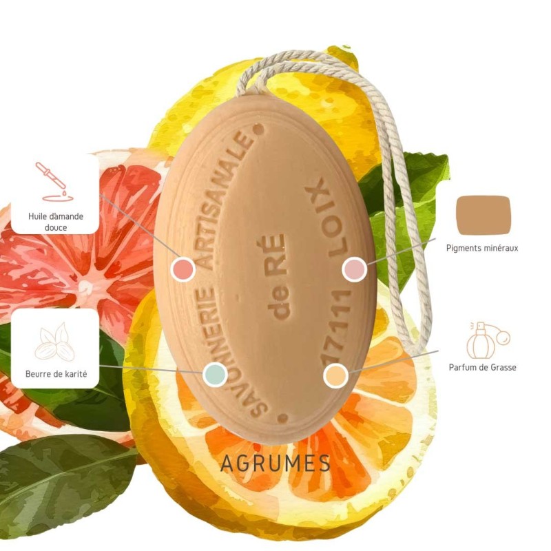 Savon artisanal surgras parfum agrumes | Soin énergisant | 100g & 200g | Savonnerie de Ré