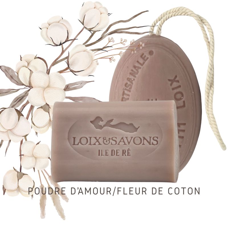 Savon artisanal surgras parfum poudre d'amour fleur de coton
