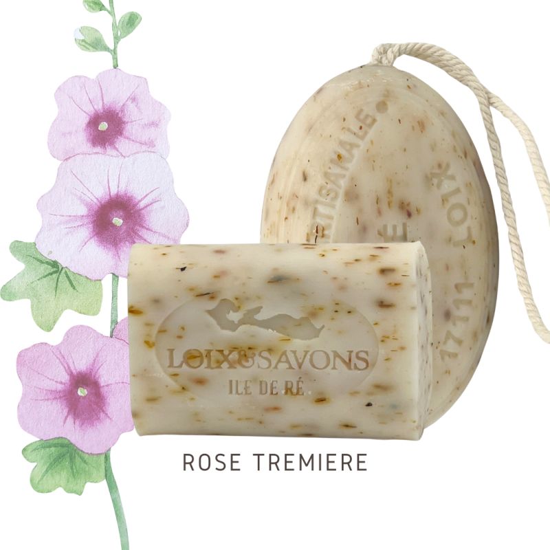 Savon artisanal à la rose trémière - soin adoucissant de l'Île de ré