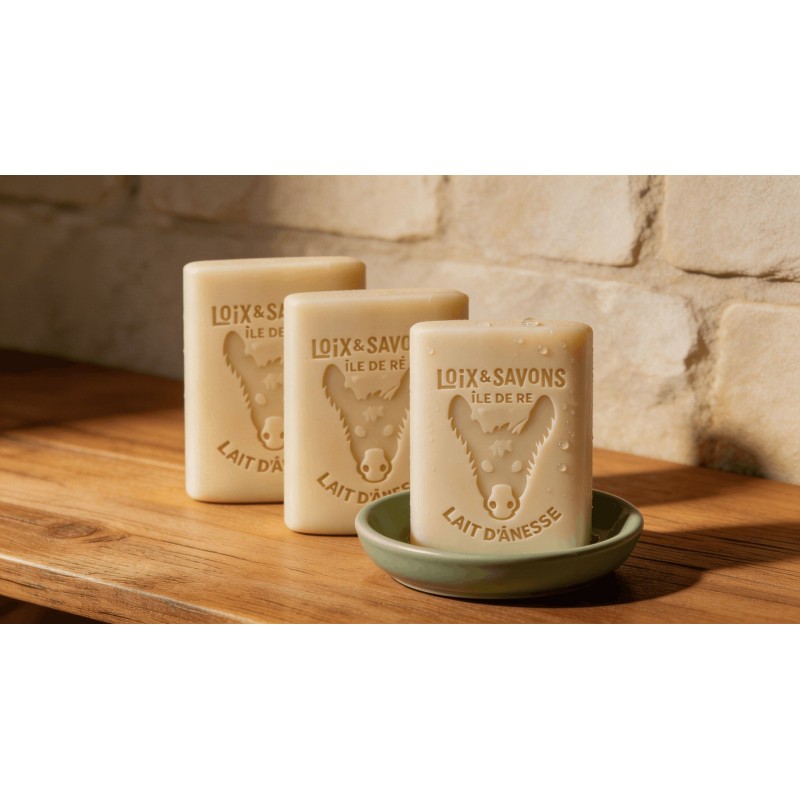 Lot 3 savons solides lait d anesse frais bio peaux sensibles ile de re
