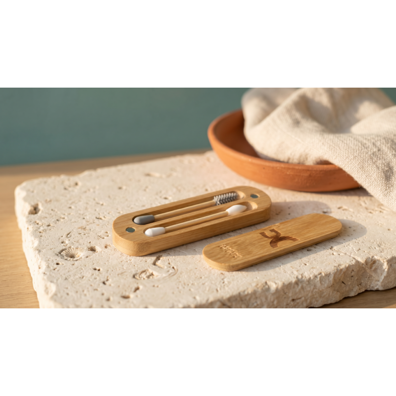 coton tige reutilisable silicone et bambou avec etui bambou loix et savons ile de re