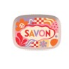 Boîte à savon recyclée 2 en 1, motif fleurs et damier