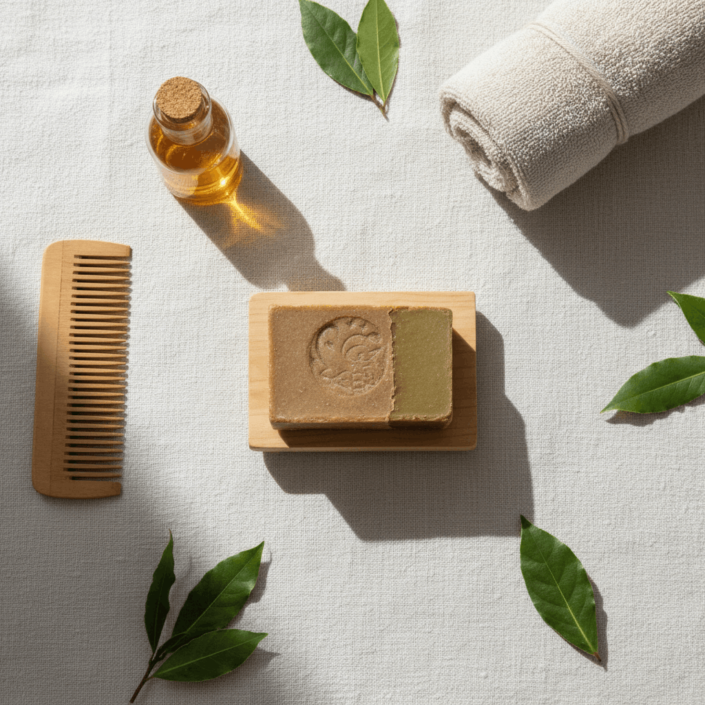 Savon d'Alep et accessoires pour se laver les cheveux Ile de Ré