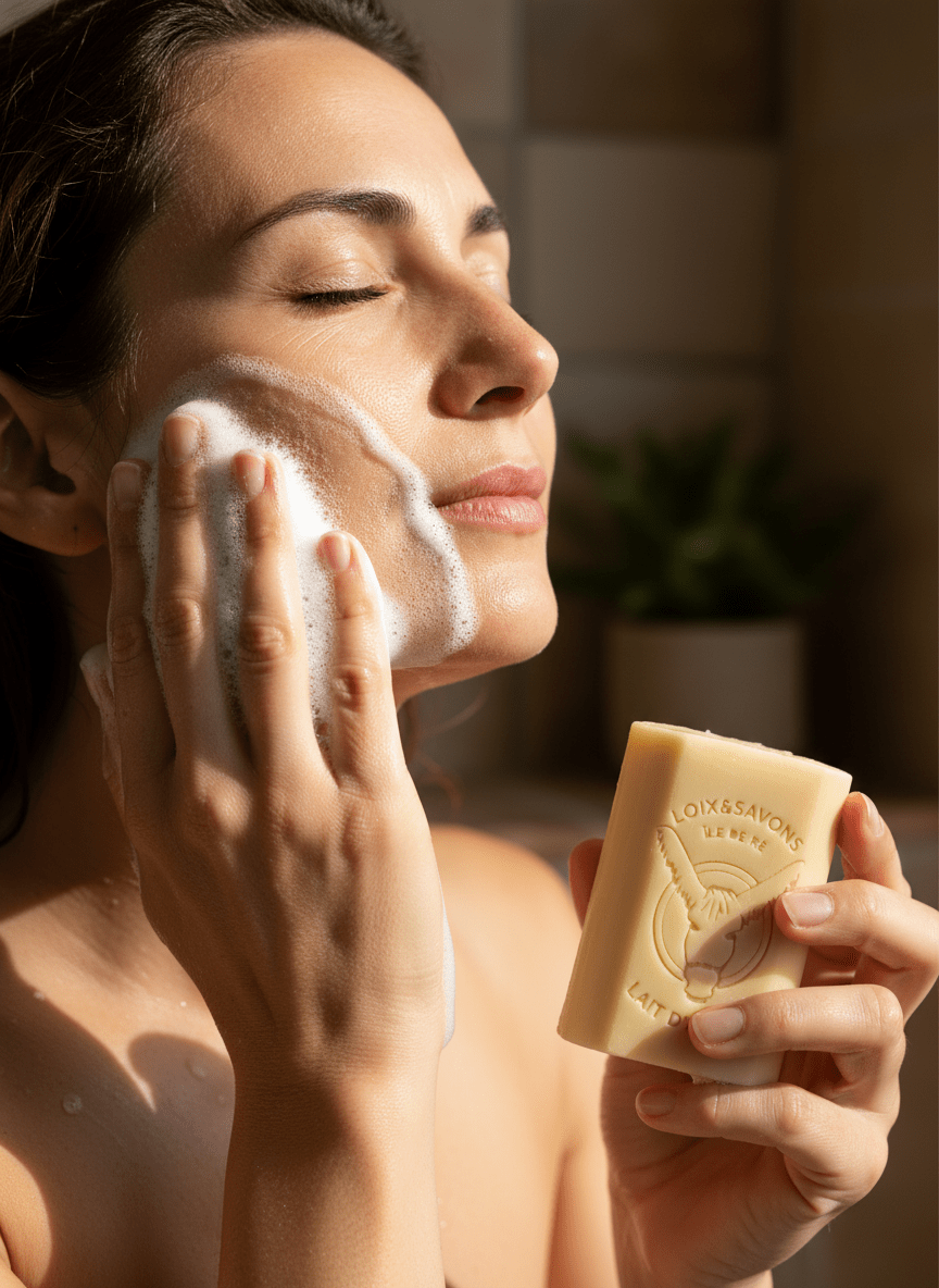 Lavage visage savon lait d'ânesse peau sensible