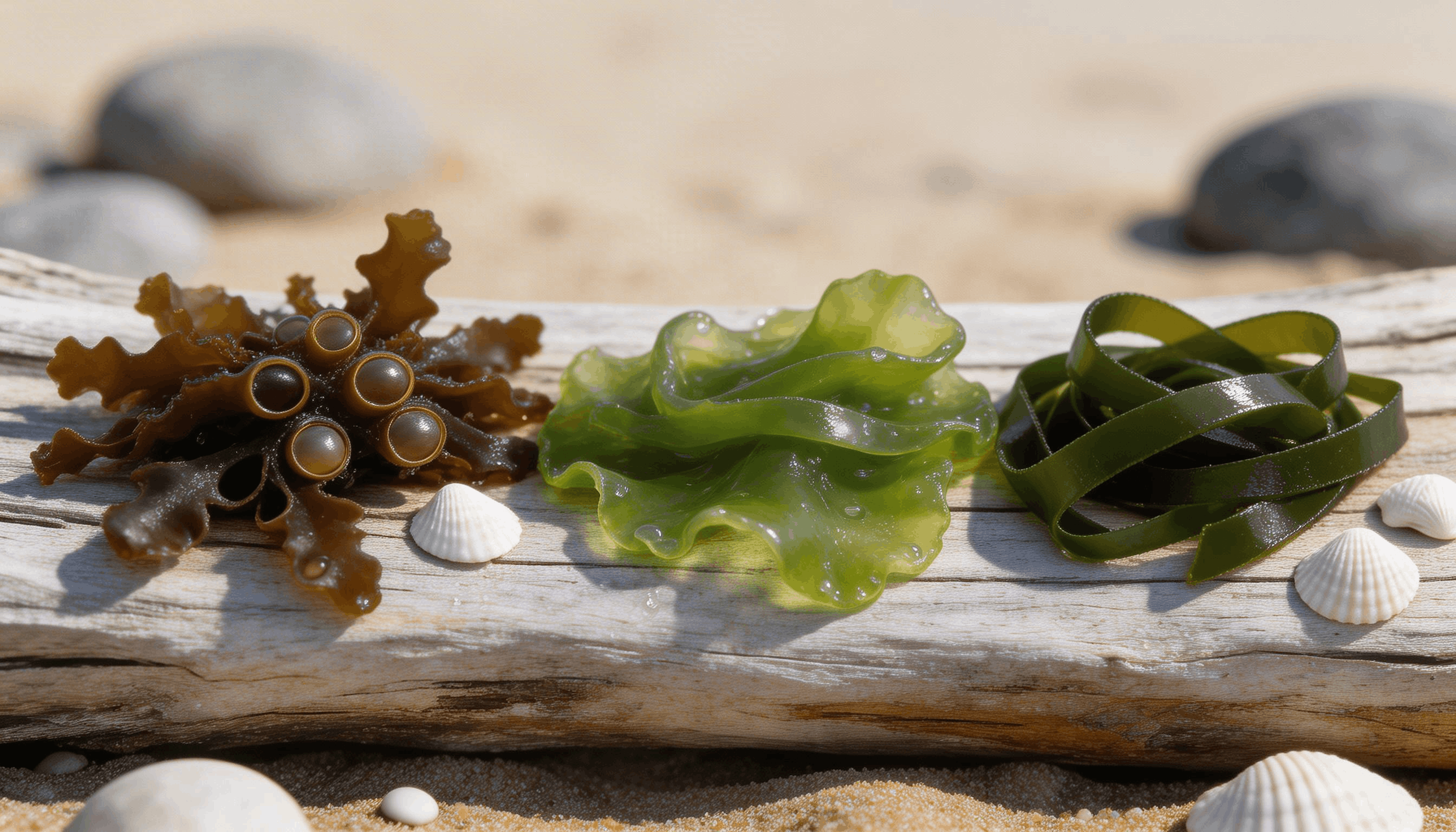 Fucus, laitue de mer et wakamé récoltés sur les côtes de l'Île de Ré