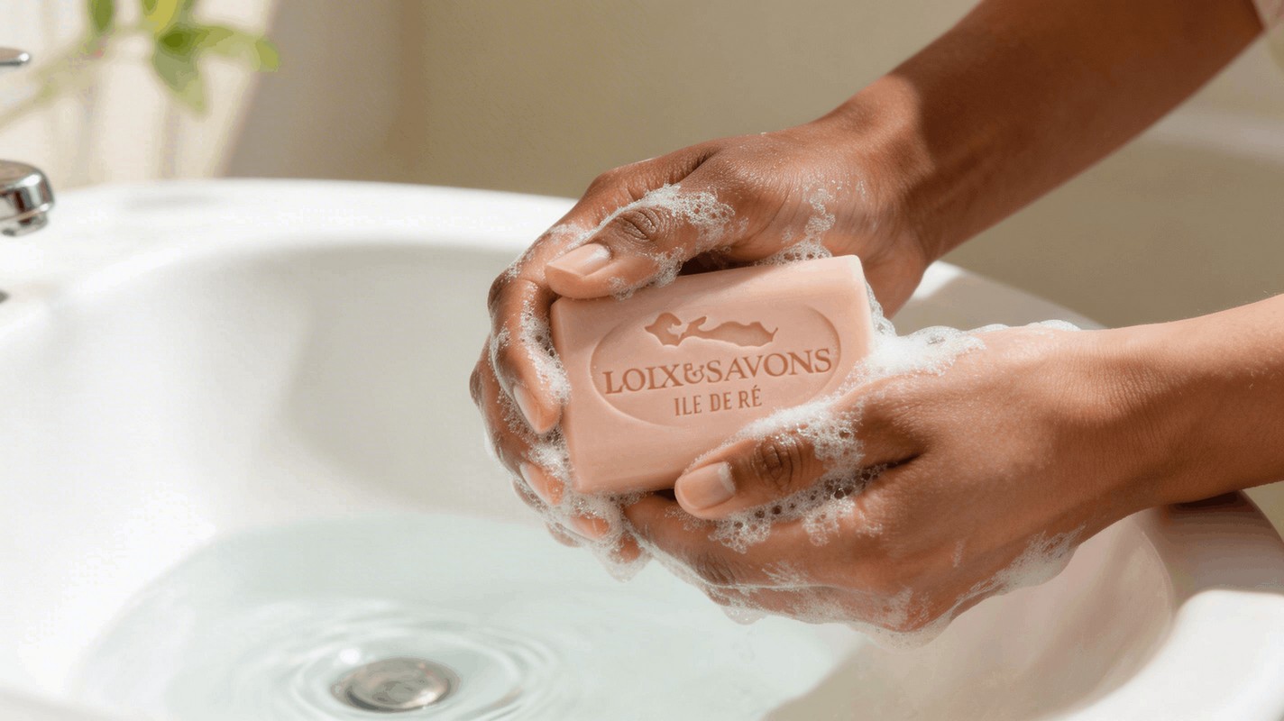 Salle de bain savon artisanale parfumé chevrefeuille ile de Ré