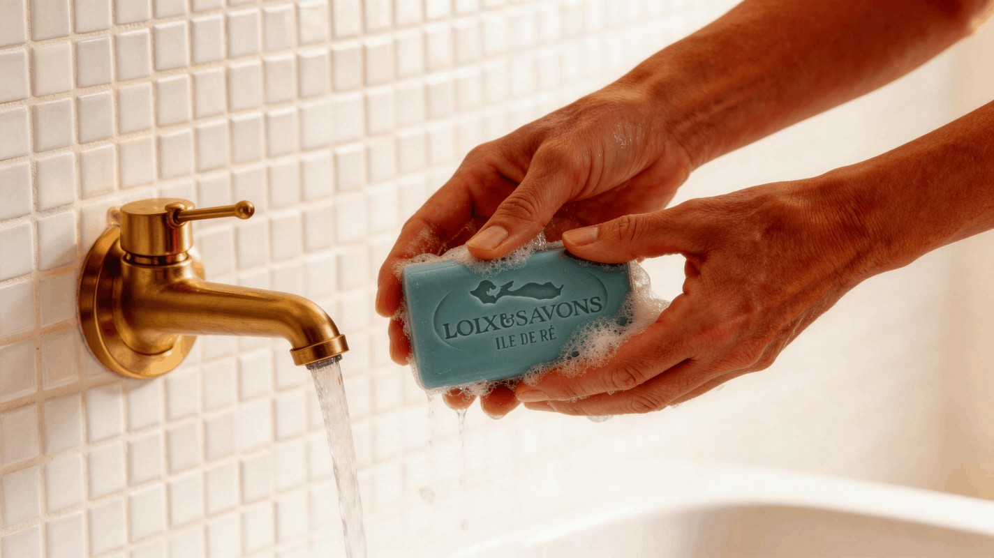 Mousse onctueuse savon artisanal parfum ocean mains salle de bain