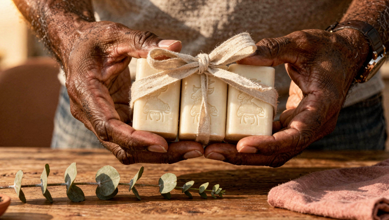 lot de 3 savons au lait de chevre noues d un ruban offert en cadeau