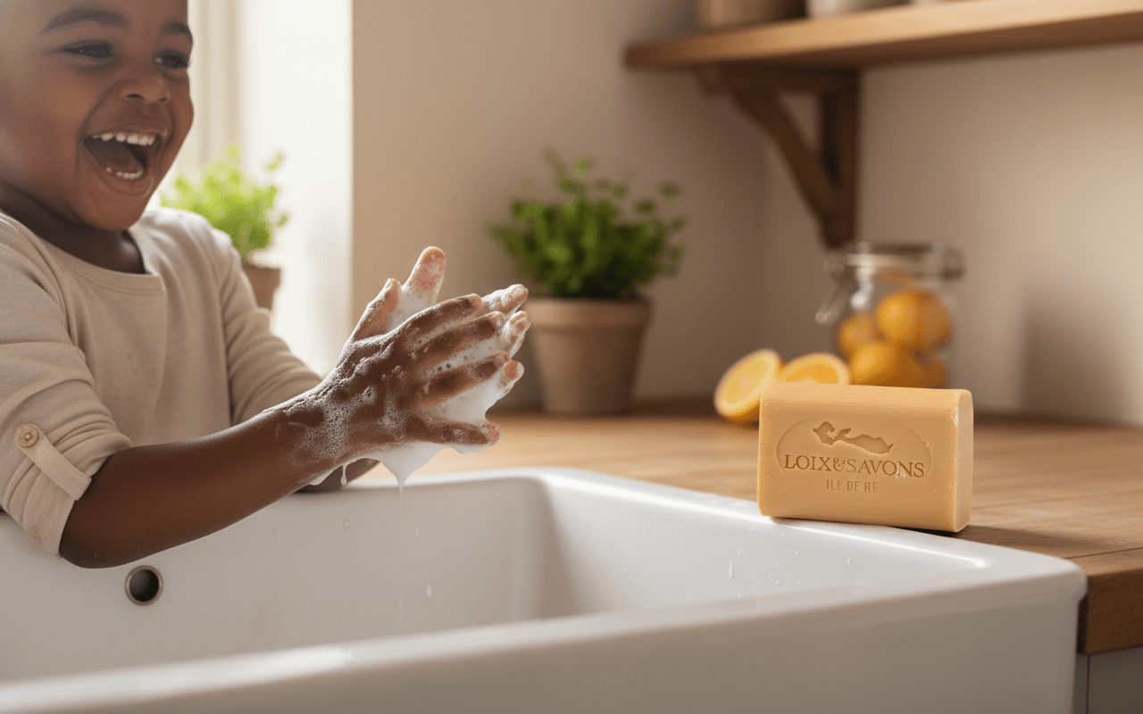 Texture onctueuse du savon surgras aux agrumes