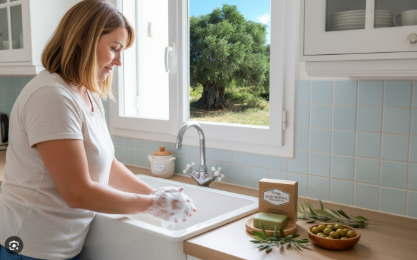 Texture authentique du savon artisanal à l'huile d'olive de Ré