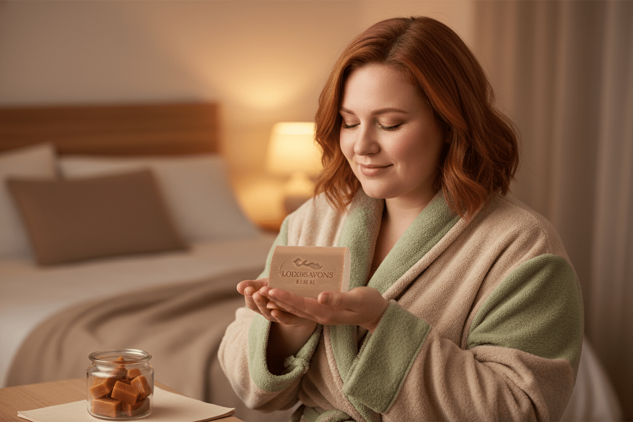 Moment de détente avec le savon artisanal senteur caramel