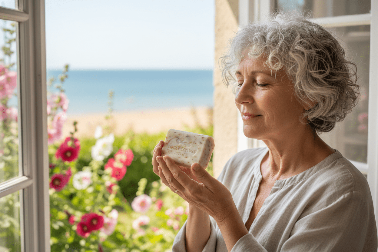 Savon artisanal doux floral pour peaux sensibles et délicates