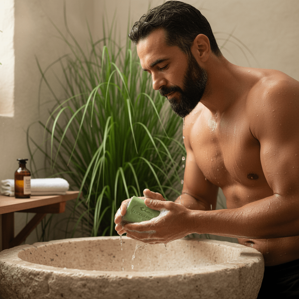 Savon artisanal vetiver boisé et corsé pour homme