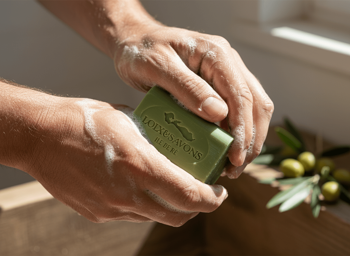 Mousse crémeuse du savon parfum olive