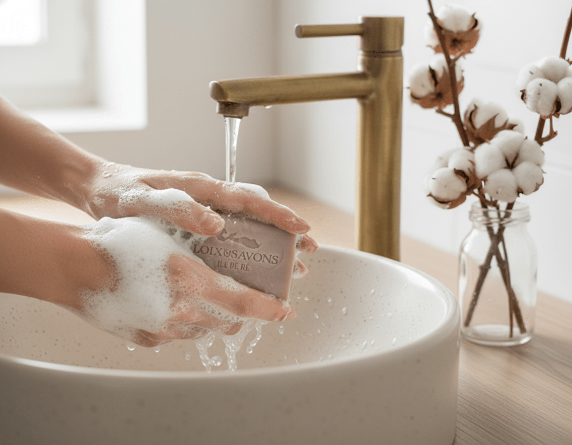 Savonnette senteur poudrée et propre pour la douche