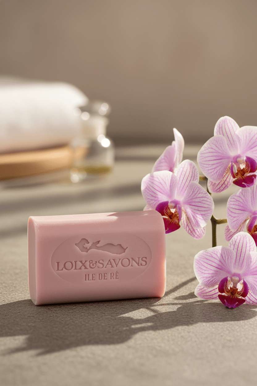 Savon artisanal surgras 100g au parfum de fleur d'orchidée